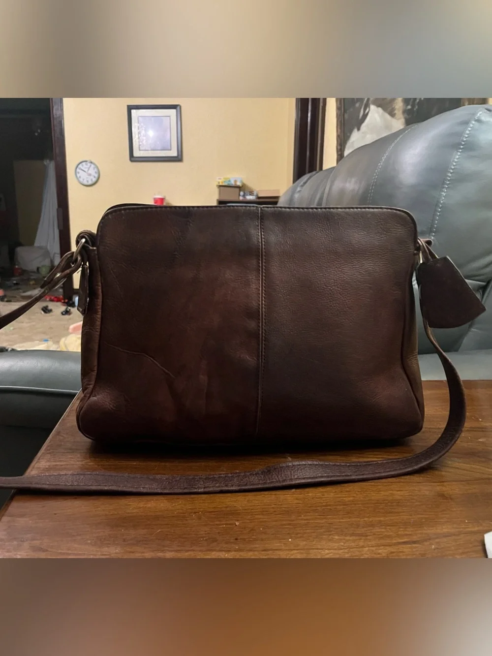 Vintage 70s GHIA New York Brown Genuine Leather Shoulder Bag Made In Brazil